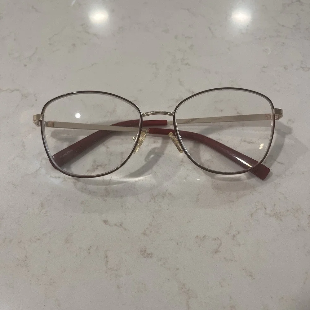 Oxford Lane Queensbury Eyeglass Frame Only Aviator Gold Color Burgundy 54 17 135